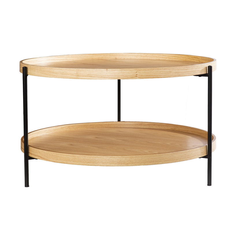 Wood And Metal Round Coffee Table - Black