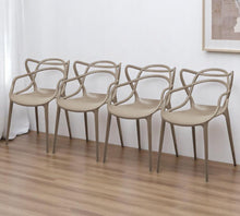 Load image into Gallery viewer, Heavy Duty Plastic Open Back Dining Arm Chairs (Set of 4) - Gray
