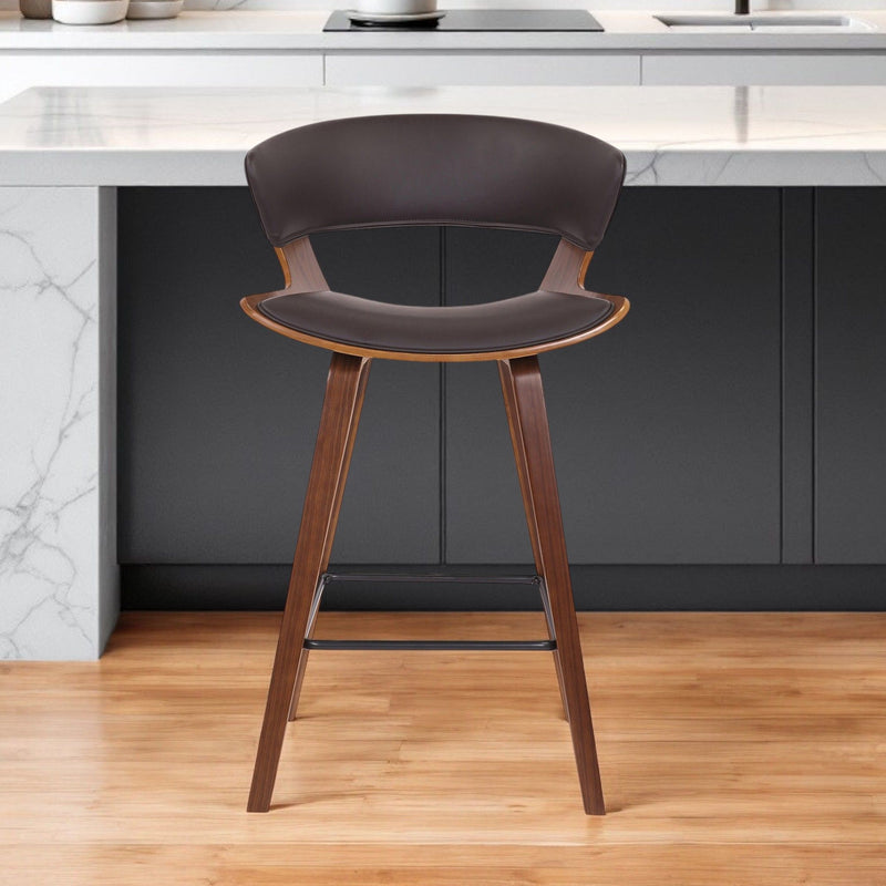 Iron Low Back Counter Height Bar Chair - Brown / Black