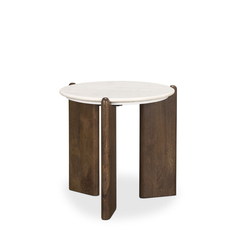 Marble Solid Wood End Table - White / Brown
