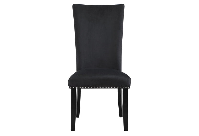 Upholstered Velvet Dining Chairs (Set of 2) - Black