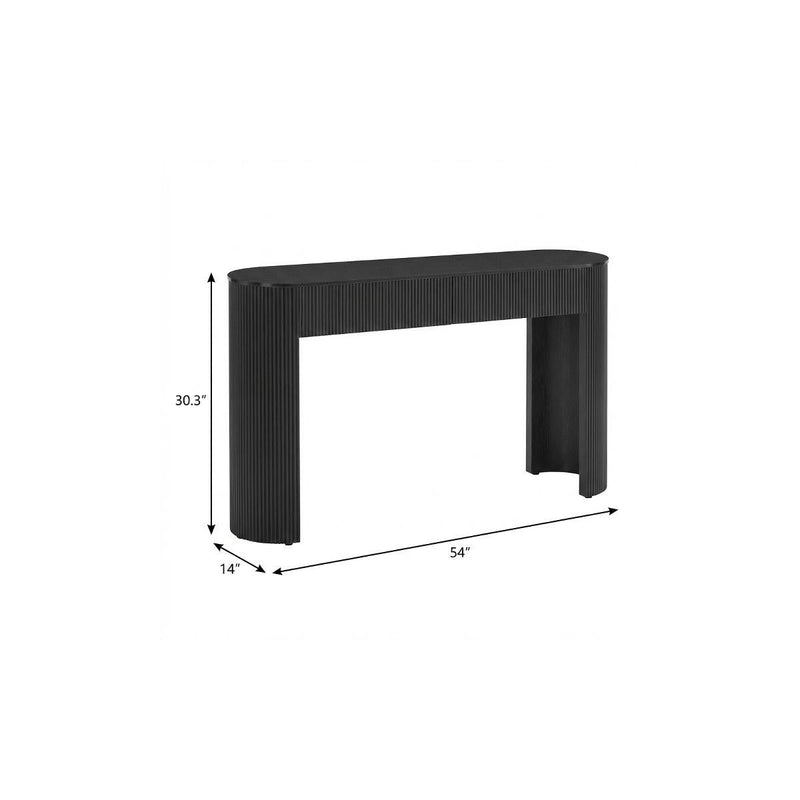 Oval Double Pedestal Console Table With Two Drawers - Black