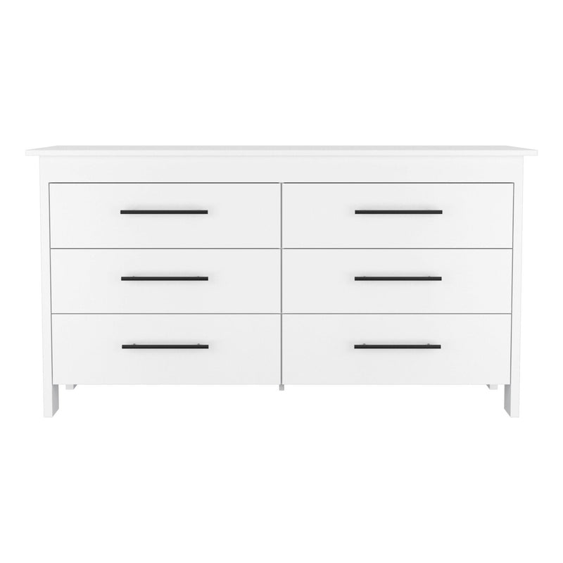 59" Six Drawer Double Dresser - White