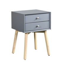 Load image into Gallery viewer, Side Table With 2 Drawer, Mid-Century Modern Storage Cabinet For Bedroom
