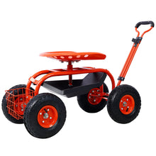 Load image into Gallery viewer, Rolling Garden Scooter Cart Seat With Wheels, 360 Swivel Seat, Tool Tray
