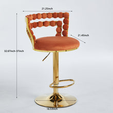 Load image into Gallery viewer, Modern Bar Chair With Iron Tube Legs, Soft Cushions And Comfortable Backrest, Suitable For Dining Room, Living Room, Cafe, Hairball Back, Bar Stool
