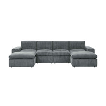 Load image into Gallery viewer, Upholstered Sectional With 2 Ottomans Living Room Seating - Dark Gray
