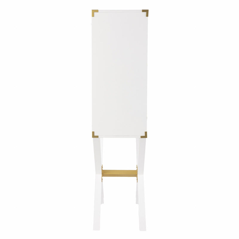 30" Corner Display Stand With One Shelf And One Drawer - White