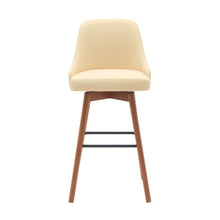 Load image into Gallery viewer, Faux Leather With Solid Wood Swivel Bar Height Bar Chair - Cream And Wood Brown
