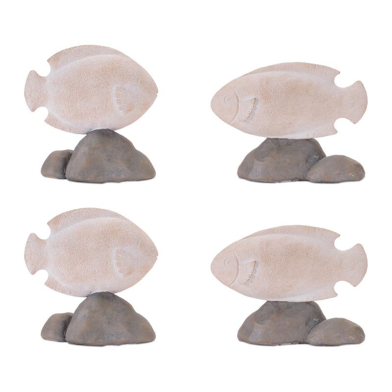 Poly Fish Figurines (Set of 4) - Beige / Gray