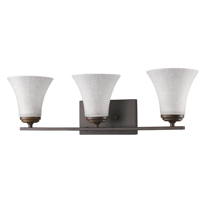 Three Light Wall Light With Tapered Glass Shade - Bronze