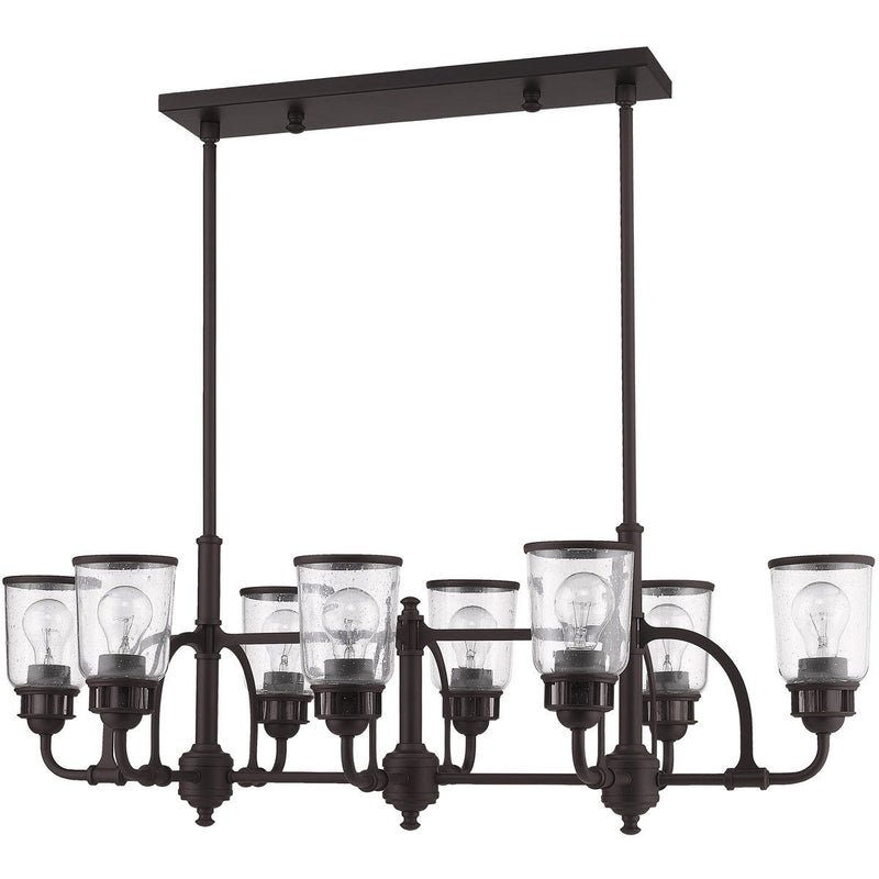 21" Eight Light Dimmable Chandelier With Shades - Bronze