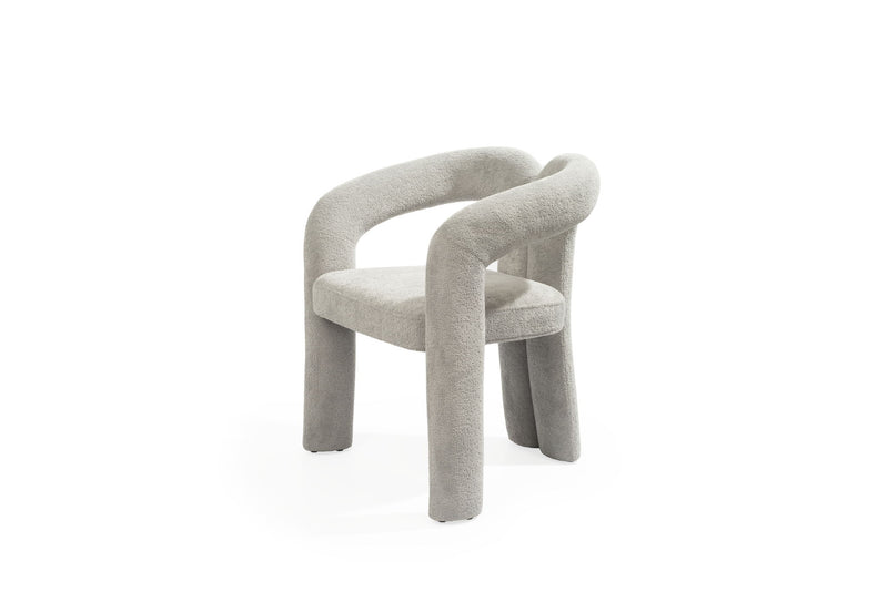 Boucle Partially Open Back Dining Arm Chair - Dark Gray