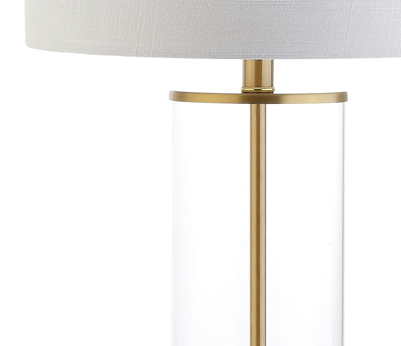 29" Table Lamp With Drum Shade - White / Clear / Gold