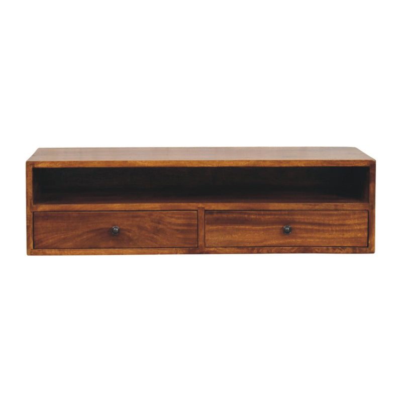 Solid Wood Floating Mount TV Stand - Brown