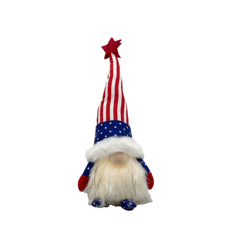 Fabric Independence Day Standing Gnome Tabletop Sculpture With LED - Red / White / White