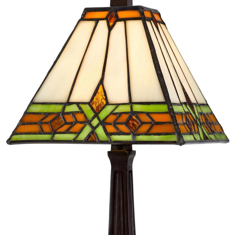Abstract Square Tiffany Lamp With Square Shade - Bronze