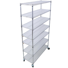 Load image into Gallery viewer, 7 Tier Metal Shelf Wire Shelving Unit, 2450Lbs Heavy Duty Adjustable Storage Rack With Wheels &amp; Shelf Liners For Closet Kitchen Garage Basement Commercial Shelving
