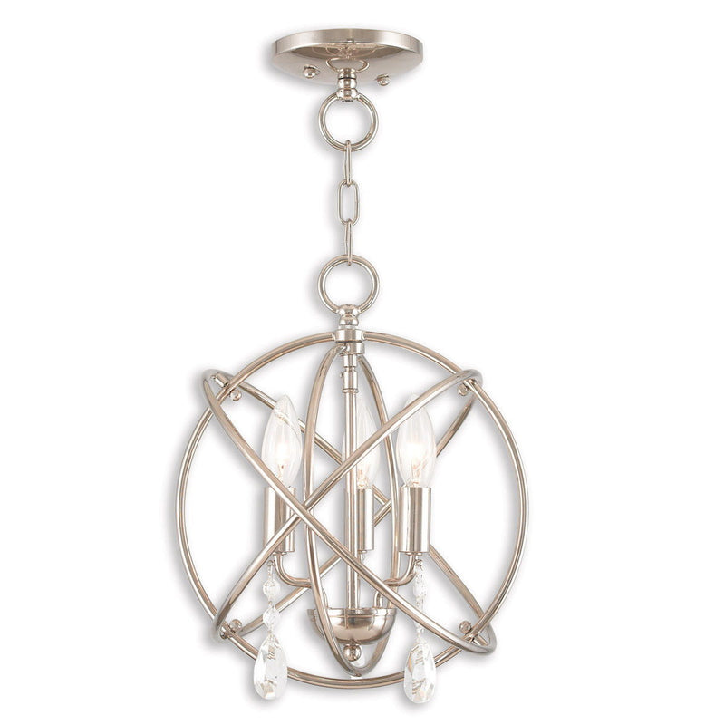 14'' Three-Light Dimmable Chandelier With Shades - Nickel