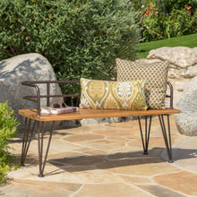 Load image into Gallery viewer, Outdoor Bench With Powder Coated Iron Frame - Teak
