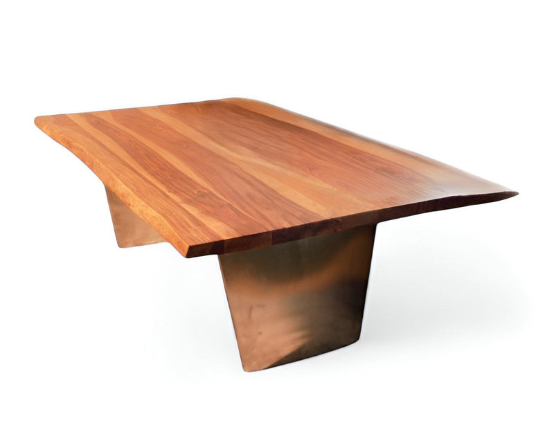 Solid Wood And Steel Coffee Table - Natural