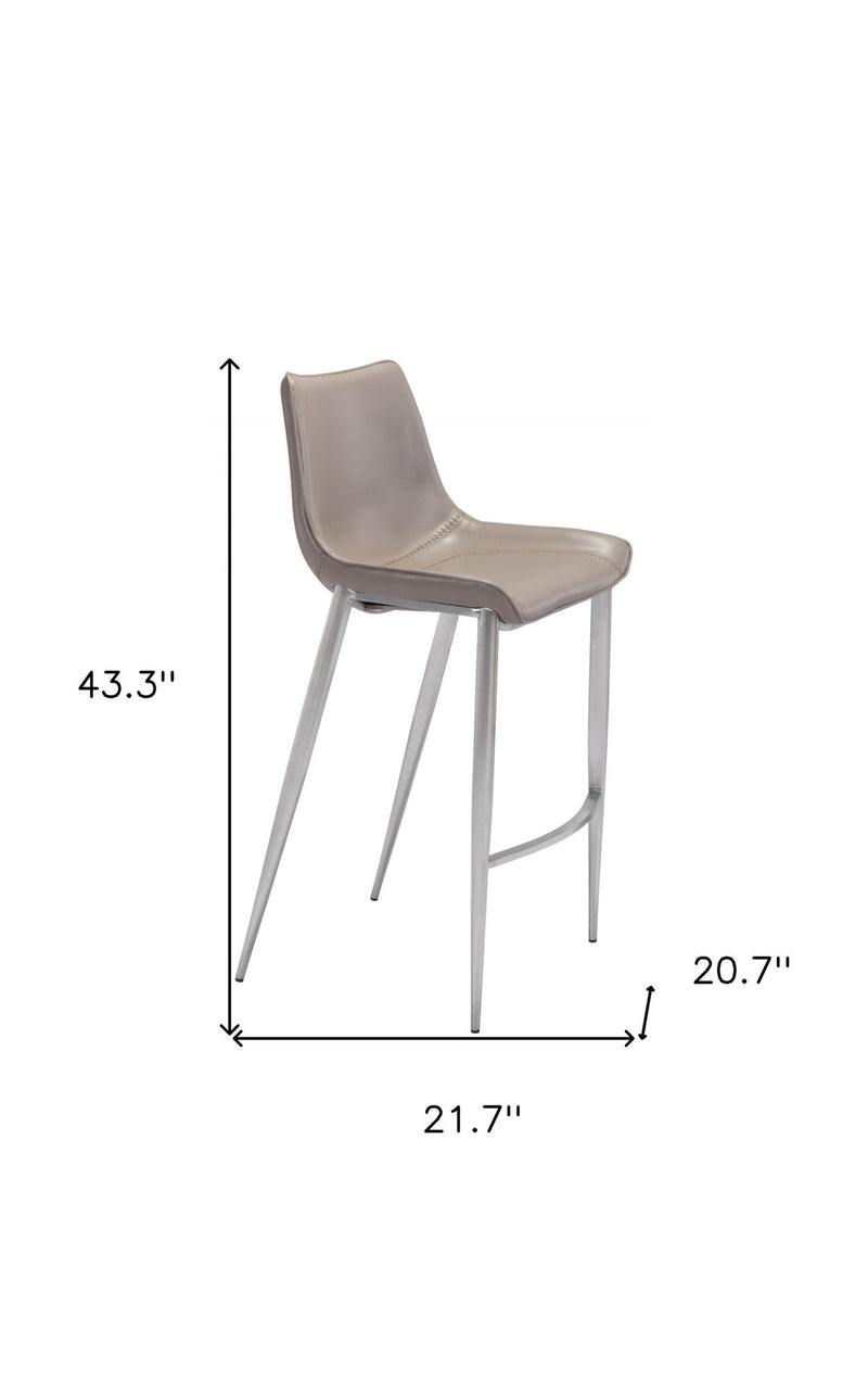 30" Steel Low Back Bar Height Bar Chairs (Set of 2) - Gray And Silver