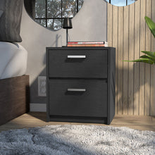 Load image into Gallery viewer, 19" Two Drawer Faux Wood Nightstand - Black
