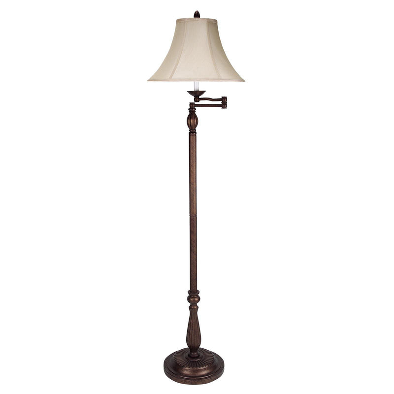 Swing Arm Floor Lamp With Champagne Bell Shade - Rust