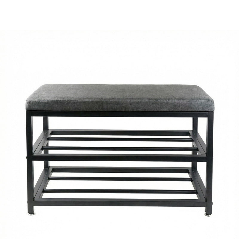 Six Pair Metalshoe Storage Bench - Black