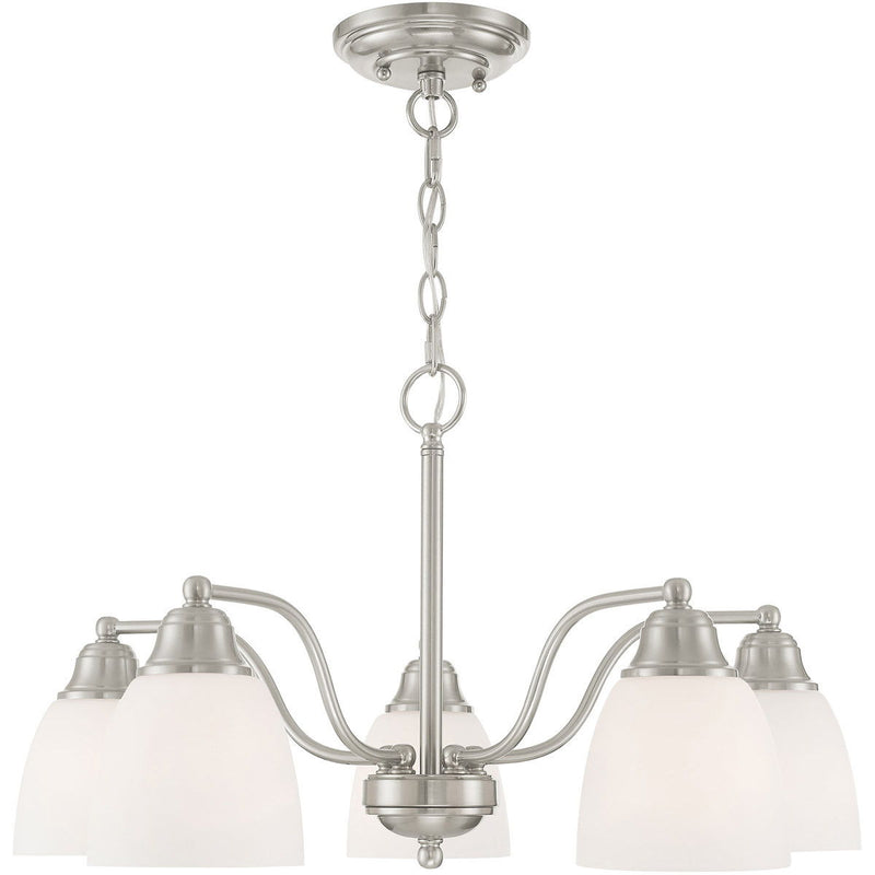 13" Five Light Dimmable Chandelier With Shades - Nickel