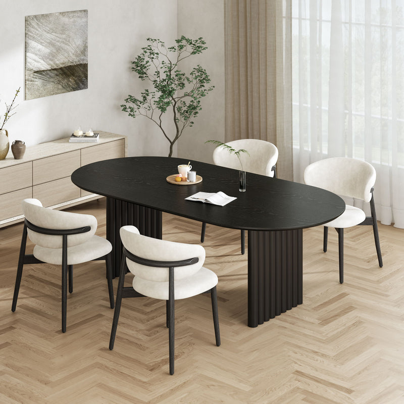 67" Solid Wood Mirrored Dining Table - Black