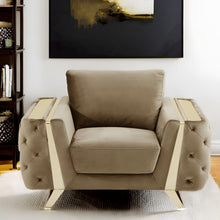 Load image into Gallery viewer, Velvet Tufted Club Chair - Beige And Gold
