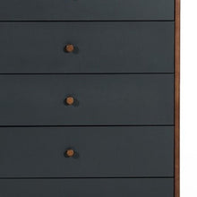 Load image into Gallery viewer, 30" Walnut And Charcoal Solid Wood Five Drawer Chest - Gray
