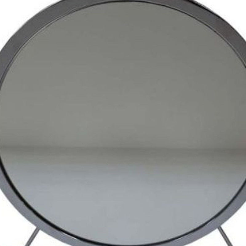19" Round Metal Framed Freestanding Mirror - Gray