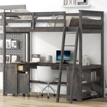 Load image into Gallery viewer, Loft Bed With U-Shaped Desk, Drawers, And Storage Shelves
