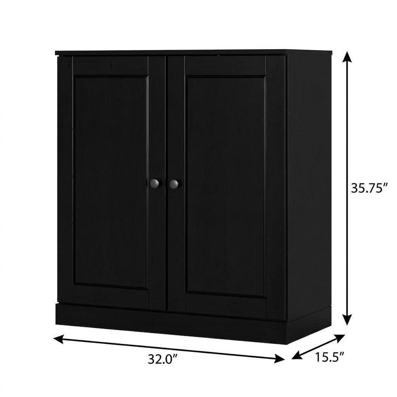 Twenty Pair Solid Woodshoe Storage Cabinet (752361) - Black