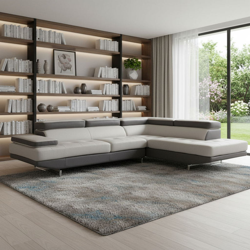 Leather L Shaped 2 Piece Corner Sectional - Gray