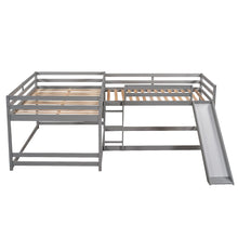 Load image into Gallery viewer, L-Shaped Bunk Bed With Slide And Short Ladder
