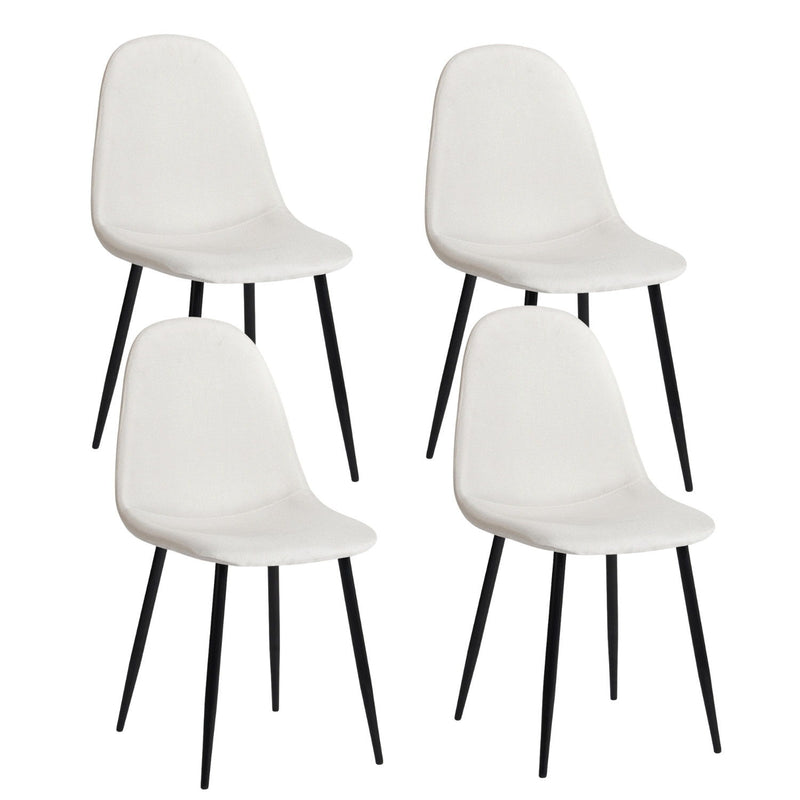 Fabric Metal Dining Side Chairs (Set of 4) - Beige / Black