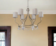 Load image into Gallery viewer, Candle Style Six Light Metal Dimmable Chandelier With White Shades - Gold
