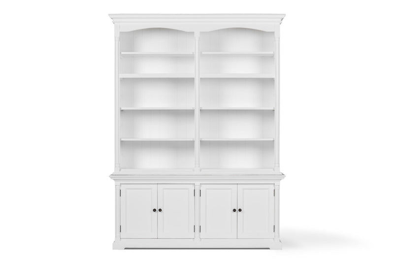 65" Solid Wood Frame Dining Hutch With Fourteen Shelves - White