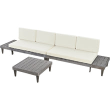 Load image into Gallery viewer, TOPMAX Outdoor 3-Piece Patio Furniture Set Solid Wood Sectional Sofa Set with Coffee Table Conversation Set with Side Table and Cushions, Grey+Beige
