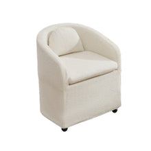 Load image into Gallery viewer, Chenille Wing Back Dining Side Chair With Wheels - Beige

