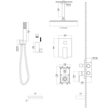 Load image into Gallery viewer, Shower System With Waterfall Tub Spout And 12" Ceiling Mount Square Shower Head - Oil-Rubbed Bronze
