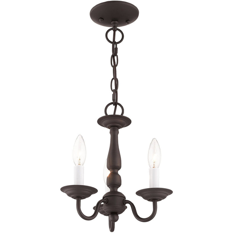11" Three Light Dimmable Chandelier With Shades - Bronze