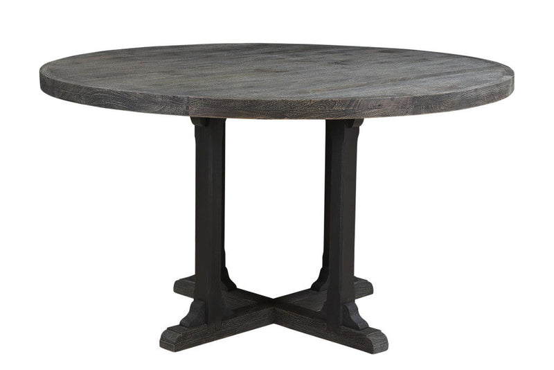 54" Rounded Solid Wood Pedestal Base Dining Table - Black