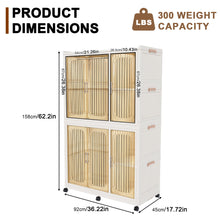 Load image into Gallery viewer, Portable Wardrobe Closet Storage Organizer For Clothes, 6 Magnetic Doors With 6 Cubes &amp; 2 Hanging Rods, 6 Hangers - Cream White
