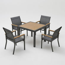 Load image into Gallery viewer, Gray Aluminum Patio Dining Set With Textilene Chairs, 5 Piece All Weather Outdoor Table And Chair Set For Patio, Porch, Garden
