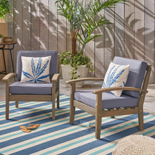 Load image into Gallery viewer, Peyton Club Chair Outdoor Seating Dark Gray Acacia Wood 32.25 X 28.00 X 31.25&quot;
