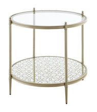 Load image into Gallery viewer, Glass Metal Round End Table With Shelf - Clear / Champagne
